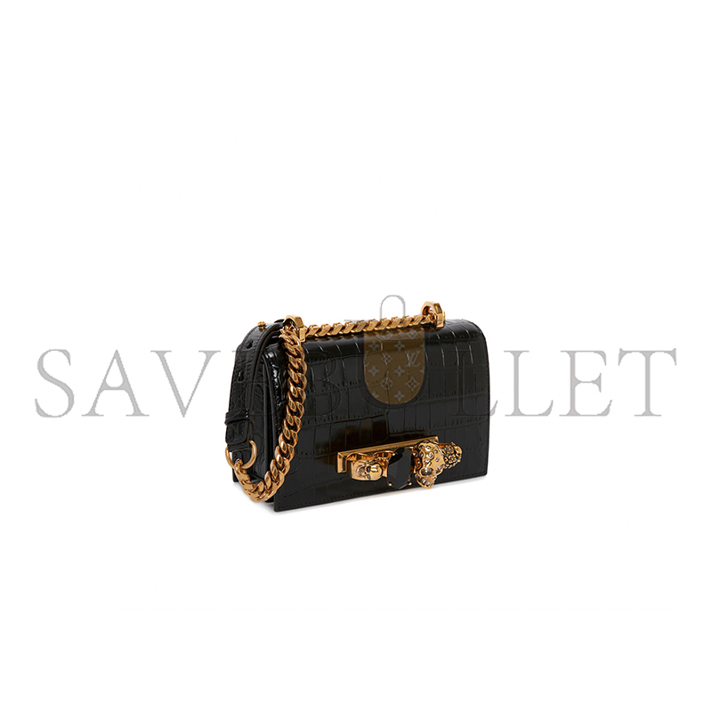 ALEXANDER MCQUEEN WOMEN'S MINI JEWELLED SATCHEL IN BLACK 6531341HB0T1001 (17.5*9.5*4cm)